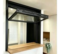 Finestra Scorrevole Pieghevole Verticale Alluminio, Finestra Casa Mobile, Finestra Servizio Arrotolabile per Negozio e Arredamento Casa(Black,36x28in)