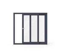 Finestra scorrevole, pvc, Multi Slide, antracite, 900 x 600 mm, 2 ante anta sinistra scorrevole anta destra fissa, configura individualmente