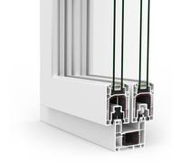 Finestra scorrevole, pvc, Multi Slide, bianco, 900 x 600 mm, 2 ante anta sinistra scorrevole anta destra fissa, configura individualmente