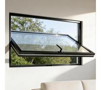 Finestra Sopraluce Nera a Strisce per Casetta Finestra di Casa Finestra A Battente Aperta per Seminterrato Lega di Alluminio per Bagni Garage Seminterrato,01,80 * 45cm/31.4 * 17.7in