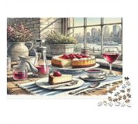 Finestra Tè del Pomeriggio Puzzle 1000 Pezzi Carta Puzzle per Adulti Scena di Città Tranquilla Gioco di Puzzle 1000 Pezzi Relax Decorazione Casa Regalo 52x38cm/1000pcs