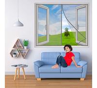 Finestra zanzariera Magnetica, 80x140 cm Tenda antimosche in Rete per Finestra, Guarnizione Magnetica dall'alto Verso Il Basso automaticamente, Facile da Installare- Grigio H
