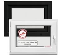 Finestre antracite 40 x 40 cm 2 vetri - tutte le dimensioni finestre in plastica (60 mm prof) - DIN L - finestre per cantine di casa, finestre del garage, casetta da giardino - sistema girevole a