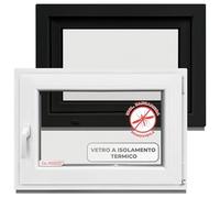 Finestre antracite 40 x 40 cm 2 vetri - tutte le dimensioni finestre in plastica (60 mm prof) - DIN R - finestre per cantine di casa, finestre del garage, casetta da giardino - sistema girevole a