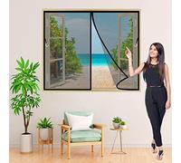 Finestre Esterne con Zanzariera 170x155 cm Zanzariera Tenda, Chiuso Automaticamente Pieghevole Si Chiude da Sola, Conveniente per Bambini E Animali Domestici Nero Z