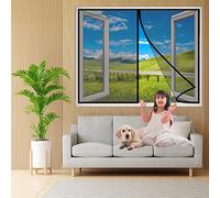 Finestre Esterne con Zanzariera, 245x240 cm Tenda Zanzariera, Chiuso Automaticamente Pieghevole Si Chiude da Sola, Conveniente per Bambini E Animali Domestici- Nero H