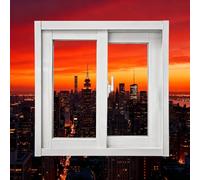 Finestre, finestre scorrevoli orizzontali for seminterrati, finestre sostitutive con vetro e tettoia, finestre scorrevoli orizzontali bianche, infissi in lega di alluminio(100 * 80cm)