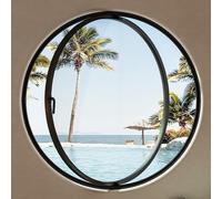 Finestre in Vetro rotanti Rotonde, finestre di Ricambio con Ventilazione girevoli a 360°, finestre di Ricambio con Vetro temperato, per Bagno, Camera da Letto, Soggiorno (Nero B, 90 cm/35,4