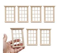 Finestre per case delle bambole, 6 pezzi in scala 1/12 Mobili per case delle bambole 3, 2x0, 6x4, 5 pollici Finestre fai da te opere d'arte in legno Mobili miniatura leggeri per camera da letto, mini