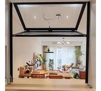 Finestre Pieghevoli Verticali Scorrevole, Finestre Scorrevoli Verso l'Alto, Finestra Scorrevole Pieghevoli per Ristoranti, in Vetro Temperato(Black,40x26in/102x66cm)