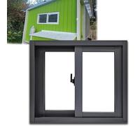 Finestre scorrevoli di ricambio per casa, garage, cantina, capannone, vetro trasparente e schermo, ideali per installazioni di dimensioni personalizzate, 109,2 x 45,7 cm, colore nero