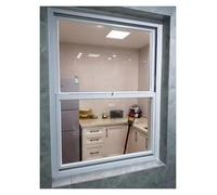Finestre scorrevoli in alluminio bianco per cucina, bagno, soffitta, finestra di ventilazione verticale con vetro trasparente e zanzariera (larghezza 55 cm x altezza 98 cm)