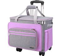 FINESUN Borsa per macchina da cucire, custodia pieghevole deluxe per macchina da cucire Brother, Singer, Bernina e la maggior parte delle macchine, Viola-grigio, Con ruote