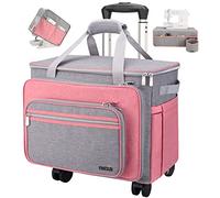 FINESUN Custodia per macchina da cucire 3 in 1, borsa da trasporto deluxe per Brother, Singer, Bernina e la maggior parte delle macchine, rosa-grigio