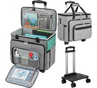 FINESUN Rolling Bag - Rolling Tote Bag - Rolling Teacher Bag - Rolling Craft Bag con carrello staccabile multifunzionale Rolling Cartella con ruote per lavoro, insegnamento, ufficio, artigianato,