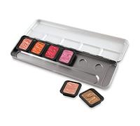 Finetec K-F0603S Farbnäpf 30 x 22 mm Pearglanzfarben Warm 5+1 Stück im Metallkasten, Gummi Arabicum, Pigmenten, Metall, (1er Pack)