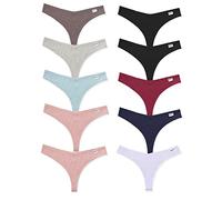 FINETOO 10er Damen Baumwoll Strings Set Tanga Unterhosen Frauen Weich Unterwäsche Niedrige Taille Slips Atmungsaktive Pants S-XL