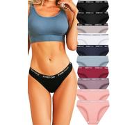 FINETOO 10er Pack Baumwoll Slips Damen Atmungsaktive Unterwäsche Logo Sportunterwäsche Weich Sexy Unterhosen Reizwäsche Sportgürtel Bikini Mehrpack S-XL