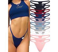 FINETOO 10er Pack G String Tangas Damen Baumwolle Unterwäsche Frauen Low Rise Stretch T-Back Tanga Sexy Unterhosen Women S-XL