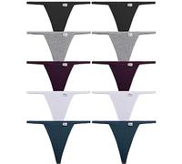 FINETOO 10er Pack G String Tangas Damen Baumwolle Unterwäsche Frauen Low Rise Stretch T-Back Tanga Sexy Unterhosen Women S-XL