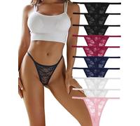 FINETOO 10er Pack Spitze Strings Tangas Damen Set Unterhosen Sexy Unterwäsche Frau Lingerie Sexy Thongs for Women Dessous Mehrpack S-XL
