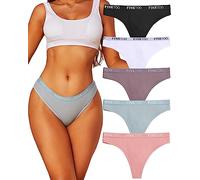 FINETOO 5er Pack String Tanga Damen Baumwoll Tangas Sportbund Thongs Soft Unterhosen Frauen Unterwäsche Mehrpack S-XL,L