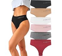 FINETOO 6-Pack Donne G-String Pancia Piatta Senza Cuciture G-String Traspirante Donne a Vita Alta Mutandine morbide,B-6,XL