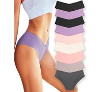 FINETOO 9er Pack Seamless Slips Damen Nahtlose Panties Soft Stretch Invisibles Unterhosen Sexy Unterwäsche Frauen No Show Hipster Underwear Cheeky XS-L