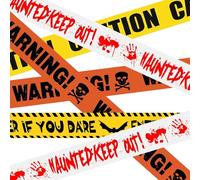 FINEVERNEK Nastro di Avvertimento di Halloween, 36M Nastro di Paura di Halloween, 4pc Sicurezza Halloween Nastro di Avvertenza, Aree Pericolose Halloween Zombie Festa, Decorazione per Halloween