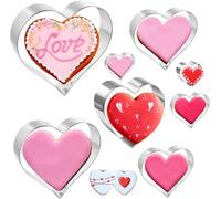 FINEVERNEK Tagliabiscotti e Tagliapasta a Forma di Cuore, Set di 8 Pezzi Formina per Biscotti, Stampo di San Valentino Amore