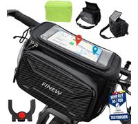 FINEW Borsa da manubrio per bicicletta con adattatore elettrico, 6 l, impermeabile, supporto cellulare, touchscreen, tracolla rimovibile, parapioggia
