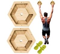 Finger Exerciser, Hexagonal Wooden Finger Trainer with Rope, Portable Hangboard Grip Strengthener for Climbing, Bouldering, Fitness, Home Exercise, Gym, and Hand Endurance Practice