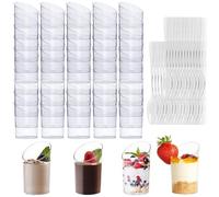 Finger food, 50 Pezzi Bicchierini Finger Food, 75 ml Ciotoline Monoporzione, Bicchierini Plastica, Riutilizzabile Bicchieri Shot Plastica Adatto per Budini Mousse Caffè Frullati e Dessert Vari