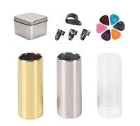 Finger Picks, Guitar Picks, 7x7x4.5cm, Guitar Slide, Acrylic Glass, Smooth Tone, Comfortable, Storage Box, for Electric, Acoustic, Blues, Country, Music Accessory, Stainless Steel