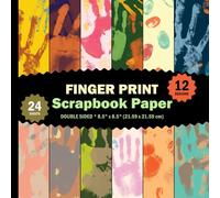 Finger Print Scrapbook Paper: Color Paint Palm Hand Prints for Crafts, Junk Journals, DIY Projects, Origami, Invitations - 12 Designs - 2 Sheets/Design - 8.5"x8.5"