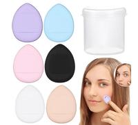 Finger Puff, Small Air Cushion, 1.54x1.22 Inches Reusable Powder Sponge, Set of 6 Compact Loose Powder with Case Women and Girls, Makeup Setting for Wet or Dry Use