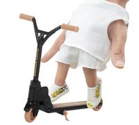 Finger Scooter Toy, Mini Fingerboard Scooter, Interactive Two-Wheel Design, Includes Finger Shoes and Clothing, Fun Game, Ideal for Kids and Teens, Black Color, 1 Piece