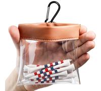 FINGER TEN Borsa porta palline da golf, trasparente, per uomini e donne, supporto professionale per tee da golf, include tee in legno di bambù per campo da golf (1 confezione marrone)