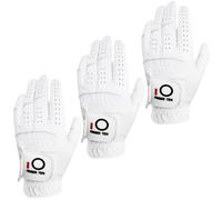 FINGER TEN Golf Gloves Men Left Right Hand Rain Grip Value 3 Pack All Weather Durable Grip Size Small Medium Large XL White Black Blue Red Brown (Whi