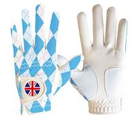FINGER TEN Guanti da golf da uomo, mano sinistra e destra, con marcatore per palline, in pelle cabretta, resistenti alle intemperie, resistenti all'usura (plaid blu, 1 pezzo, XL, indossati sulla mano