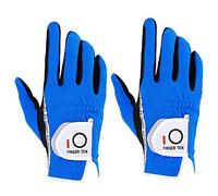 FINGER TEN Guanti da golf da uomo per destrorsi per mancini, confezione da 2, guanti da golf resistenti alle intemperie, per swing perfetto (M, blu, confezione da 2, indossati sulla mano destra)