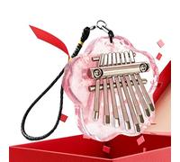 Finger Thumb Piano - Flower Translucent Acrylic 8-Key, 3.54×2.76×1.38 Inch Mini Handheld Kalimbas with Engraved Notes, Floral Musical Instrument, Portable Pocket Piano for Party School Outdoor Travel