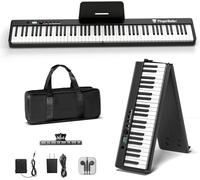 FingerBallet - Tastiera per pianoforte portatile a doppio peso per pianoforte digitale a 88 tasti, full-size, grana del legno, tastiera per pianoforte elettrica con Bluetooth MIDI, adatta per adulti,