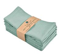 FINGERCRAFT Tovaglioli di Stoffa in Tessuto Misto Cotone e Lino Confezione da 12, Qualità Premium, Angoli Smussati per Uso Quotidiano I tovaglioli sono Prelavati(Aqua)