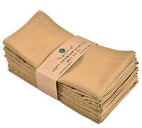 FINGERCRAFT Tovaglioli di stoffa, misto cotone e lino, confezione da 12 speciali Pasqua, qualità premium beige, angoli smussati per tovaglioli per la casa del ristorante sono pre-ristretti beige/oro