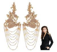 FINGERINSPIRE 1 Paio Toppe con Spalline a Forma di Fiore con Nappe in Perline di Vetro 118x320mm Color Verga D'Oro per Uniformi Militari Costume e Abito da Sposa (con Scato la Portaoggetti)