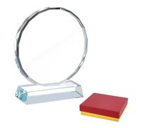 FINGERINSPIRE 1 set di trofei rotondi in vetro trasparente con base rettangolare per riconoscimenti aziendali, trofeo di cristallo per traguardi sportivi e prestazioni accademiche