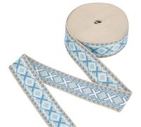 FINGERINSPIRE 10.06m Nastro Jacquard a Rombi Larghezza 5cm Colore Acquamarina Stile Etnico con Rifiniture Geometriche Vintage in Poliestere per Cucire Vestiti Confezioni Regalo per Matrimoni Tracolle