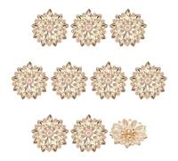FINGERINSPIRE 10 bottoni a occhiello con strass e fiori, 26 mm, con cristalli dorati, da cucire, con 1 foro di strass, bottoni in lega dorata, retro piatto, bottoni a occhiello in cristallo, per fai