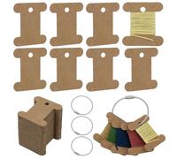 FINGERINSPIRE 100 Pezzi Bobine di Filo Da Ricamo Avvolgitori di Filo con 4 Pezzi Bobine di Filo con Anelli Incernierati 45x40mm Colore Marrone Chiaro Bobina di Filo di Carta Schede di Filo